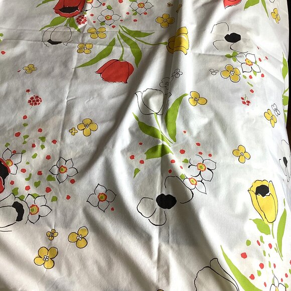 Vintage Wamsutta Flat Sheet White Floral Flowers Retro Bedding Bed Linen - Picture 1 of 5